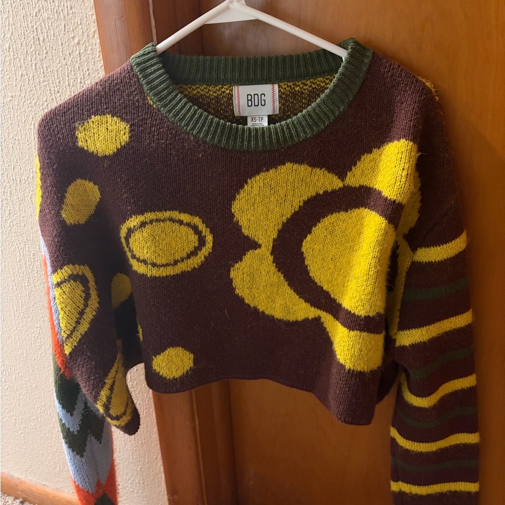 BDG Brown and Yellow Patterned Sweater